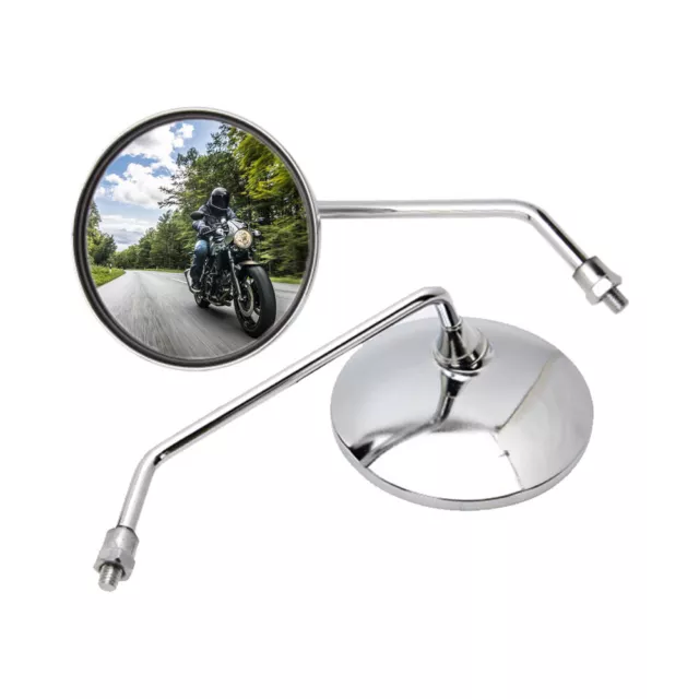 Chrome Universal M10 Motorcycle Mirror Bike/Motorbike Rear View/Side Pair Moped 2