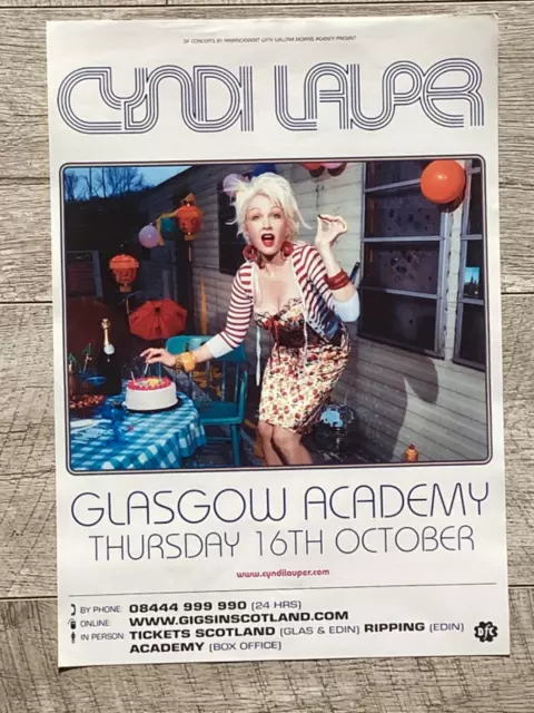 Cyndi Lauper — Glasgow 2008 live music show tour memorabilia concert gig poster!