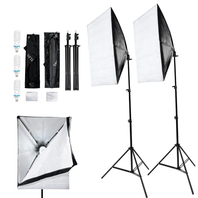Profi Fotostudio Set Softbox Hintergrundsystem Studioleuchte Regenschirm Tasche 2