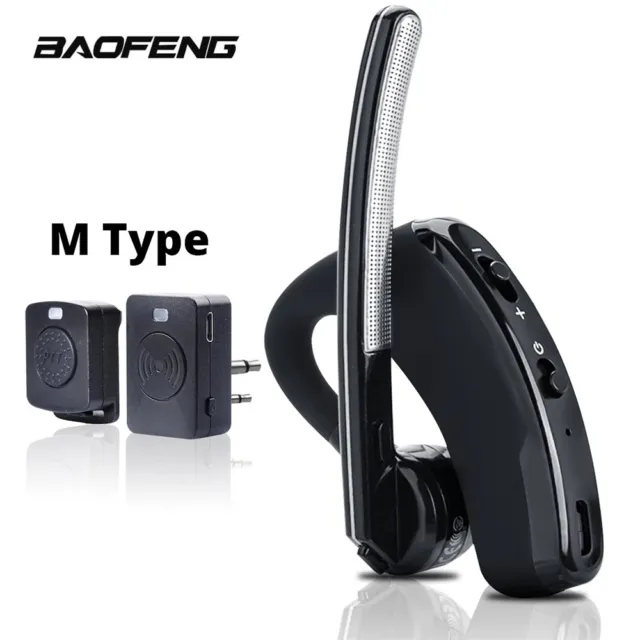 Walkie Talkie Wireless Bluetooth Headset M Plug Earpiece  Ptt For Motorola Black