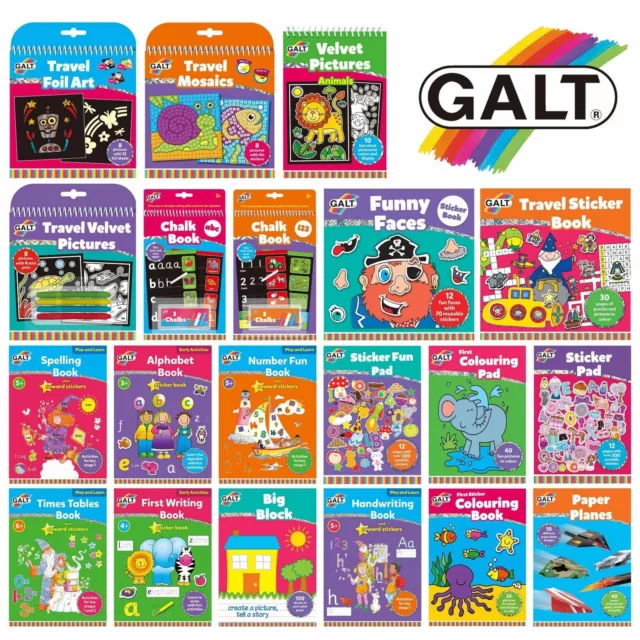 Galt Activity Books for Kids - Colouring Sticker Handwriting Numbers Alphabet