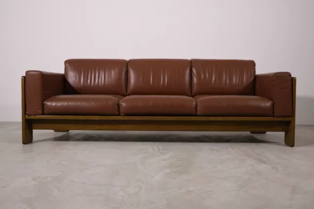 Knoll International 3-Sitzer Sofa Modell Bastiano Tobia Scarpa Leder Cognac