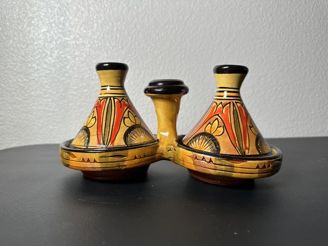 Moroccan Mini Double Tagine ,Spice Holder Tajine Salt & pepper
