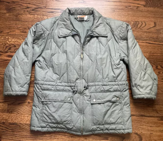 VTG Catamount Trail Puffer Jacket Duck Down Quilted Military Mens Large Chore