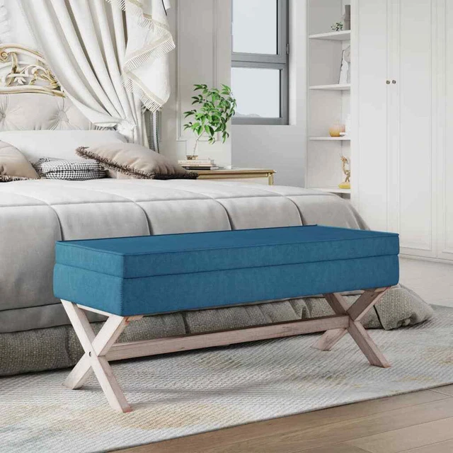 Vidaxl Sgabello Portaoggetti Blu 110x45x49 cm in Velluto