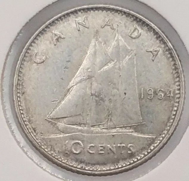 1964 - 10 Cents - Canada - Silver Coin - Sought After !