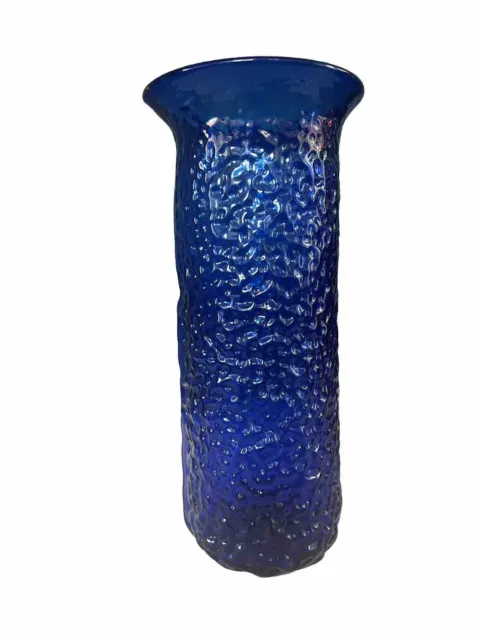 Blenko Handblown Pebble-Textured Vase/ Vessel.Cobalt Blue