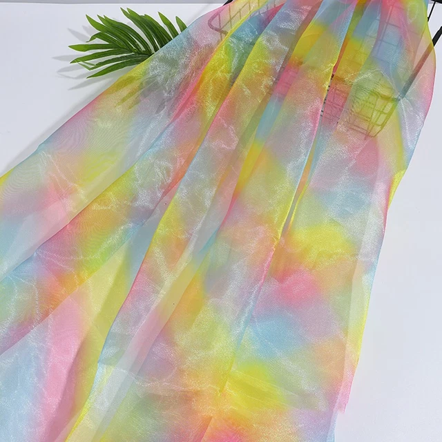 TISSU ORGANZA GRADIENT Arc-en-ciel Maille Convivial Pour La Couture