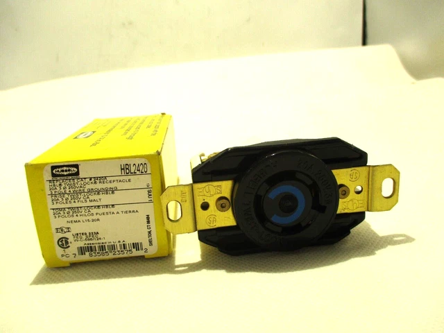 New Hubbell Hbl2420 Twist-Lock Receptacle 20 A/Amp 250V