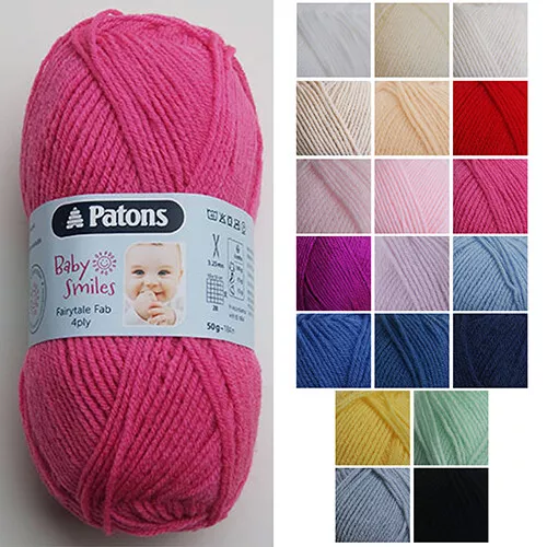 Baby Smiles Fairytale Fab 4Ply by Patons * Many Colours * 50g * 4Ply Knitting...