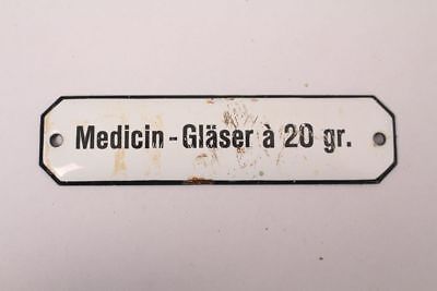 Medicin-Gläser A 20gr Enamel Sign Colonial Krämmerladen Medicine ca.1900