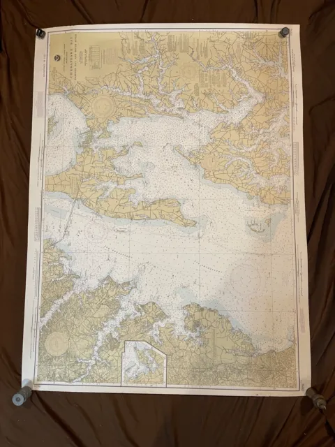 Large Vintage Chesapeake Bay National Oceanic Nautical Chart US Map - 2855