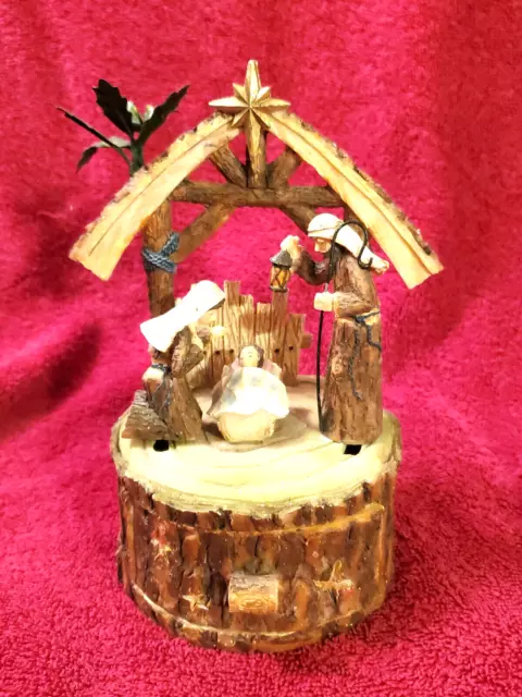 Vintage Roman Inc Nativity Scene Wind Up Music Box Plays Silent Night