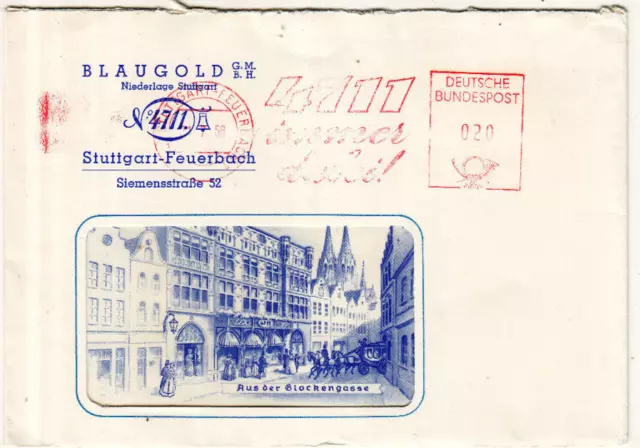 BRD Brief :  AFS - 4711 / Blaugold GMBH ( Stuttgart - Feuerbach ) 21.07.1958