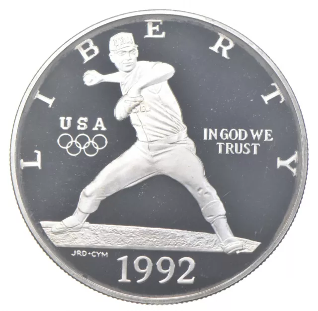 1992-S Proof Olympic Baseball Pitcher Commemorative Silver Dollar $1 *0548
