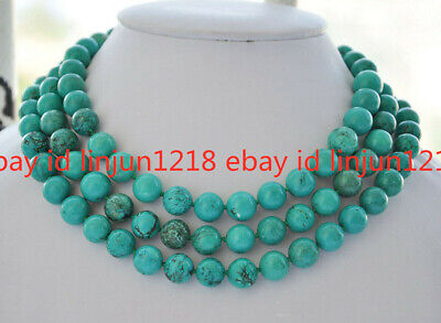 100% Natural 10mm Round Green Turquoise Gemstone Beads Necklace 18-50 In