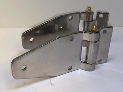2 New Old Stock  Polished 1/8" thick Stainless steel hinges. 4.5" strap