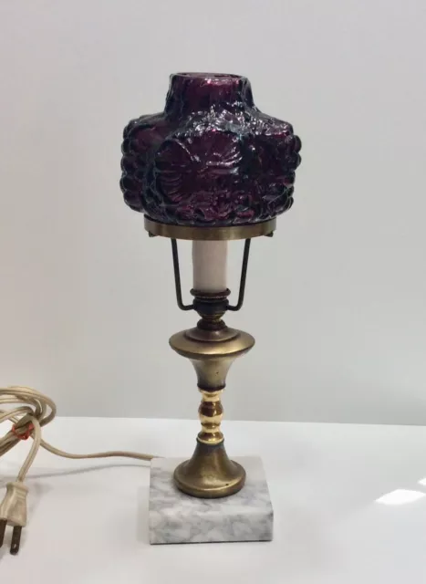 Rare Pairpoint Art Glass Amethyst Puffy Candle Lamp Shade