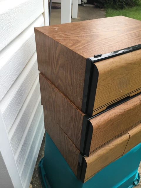 Vintage 60 CD Holder 3 Drawer Faux Wood Storage Case Cabinet Stackable
