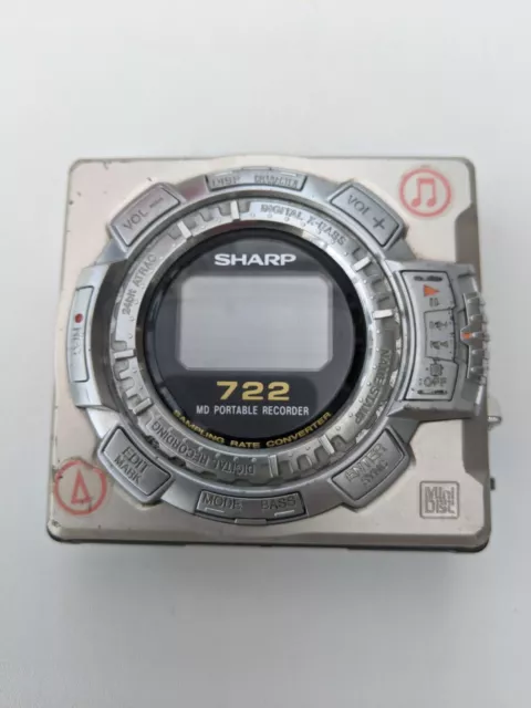 Sharp Md-Ms722H Portable Minidisc Player Recorder Silver Spares Or Repair