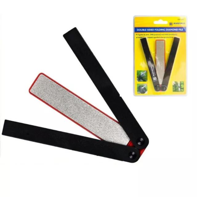 DOUBLE SIDED DIAMOND FILE Sharpener Folding Knife Scissor Tool Sharpening