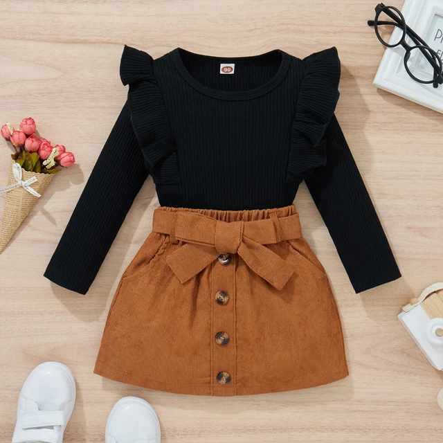 Set gonna 2 pz abiti da festa vestiti per bambine arricciate arricciate 7
