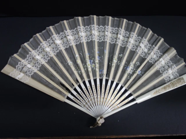 LOT DE 3 éventails anciens 19e siècle à restaurer fan papillon éventail