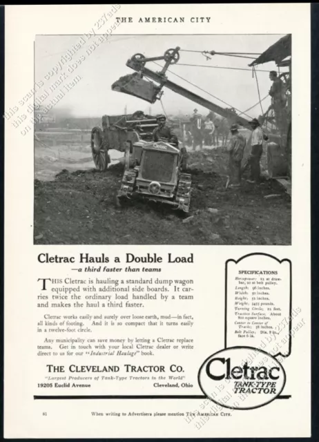 1921 Cletrac crawler tractor photo Cleveland Tractor vintage trade print ad