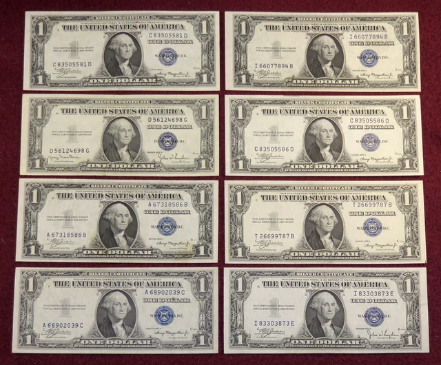 Two (2) 1935 $1 One Dollar Silver Certificates A UNC to UNC Blue Seal Notes