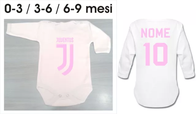 body m/l neonato BABY T-Shirt JUVE JUVENTUS JUVENTINO NOME NUMERO 0-3-6-9 mesi 2