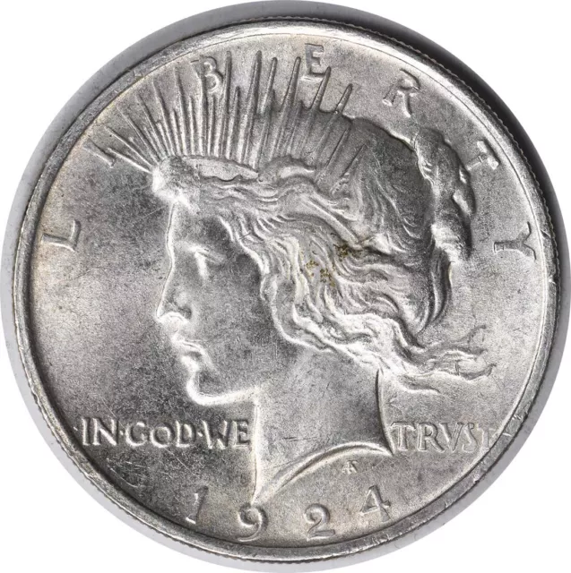 1924 VAM 1G Peace Silver Dollar Reverse Die Break AU Uncertified #721