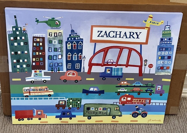 New Jill McDonald Oopsy Daisy Transportation Town Canvas Art Print 26X20 Zachary