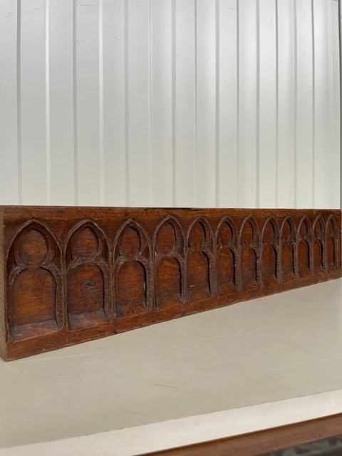 A Beautiful French Architectural Gothic Revival Carving/pediment in oak (2) 2