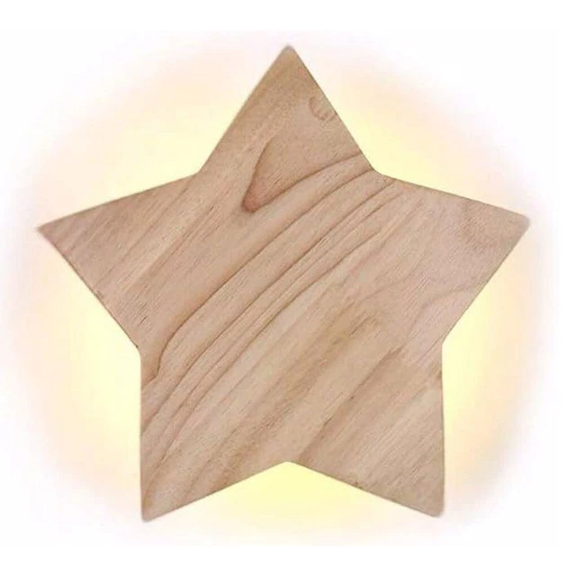 Wood Star Wall Light Materials Energy-Saving LED Wide Application Bedside Lamps