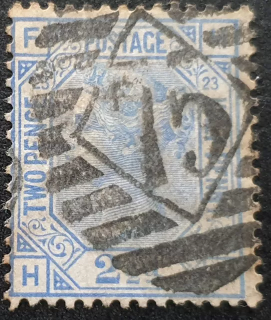 DUZIK S: GB QV 1880 SG157 2½d. blue , Plate 23, Letters H-F used stamp (Nos1193)