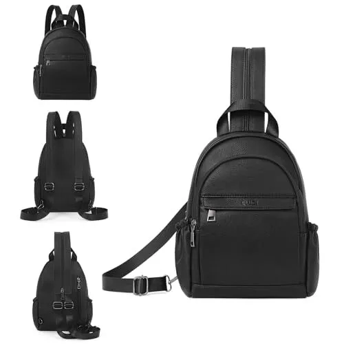 Sling Bag for Women Leather Large Size Sling Backpack Convertible Crossbody B...