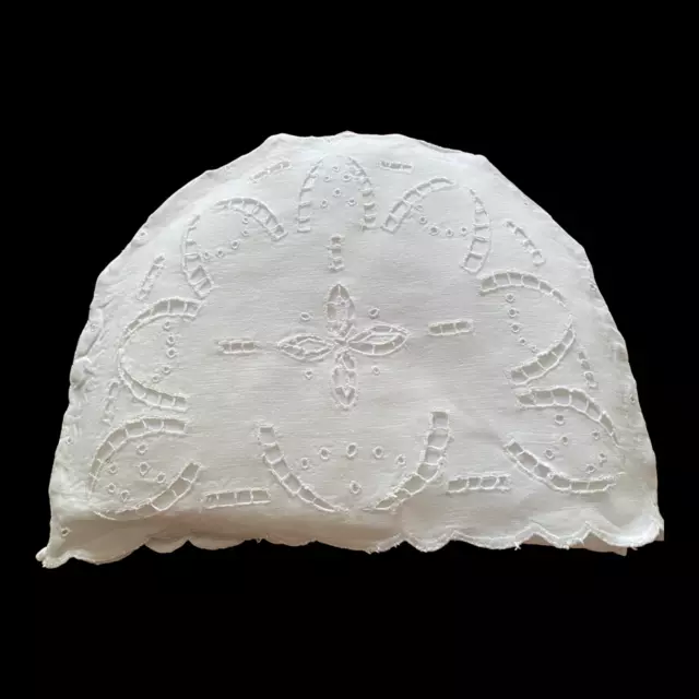 C1910 Hand Worked White on White Cut Work Tea Cosy with Insert. C483-03-Linens