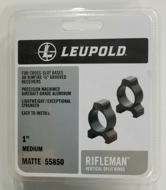 55850 LEUPOLD RIFLEMAN Vertical Split 1" Medium Matte Black Scope Rings