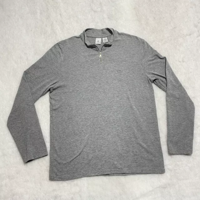 ARMANI EXCHANGE AE 1/4 Zip Shirt Mens Large Gray Long Sleeve Pullover ...