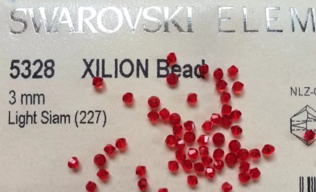 1440 Beads - Genuine Swarovski Bicone Beads 3mm Red - Light Siam - Whole Pack