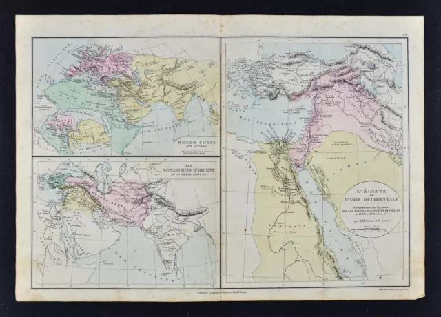 1885 Drioux Map - Ancient World - Egypt Pyramids Middle East Mesopotamia Assyria