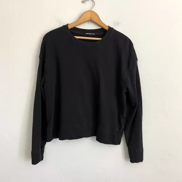 James Perse Black Long Sleeve Top Women Size 0 XS Sweatshirt French Terry Crop