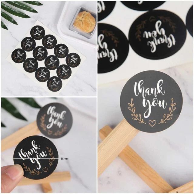 Round Thank You Hand Made With Love Labels Stickers Gift Food Craft Box Thankyou