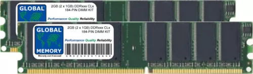 2GB (2 x 1GB) DDR 266/333/400MHz 184-PIN DIMM MEMORY RAM KIT FOR DESKTOPS/PCS