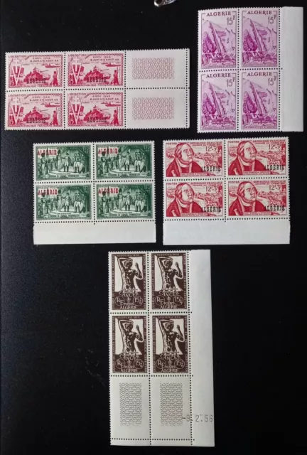 ALGERIE Colonies Lot 5 Blocs de 4 timbres Neufs**