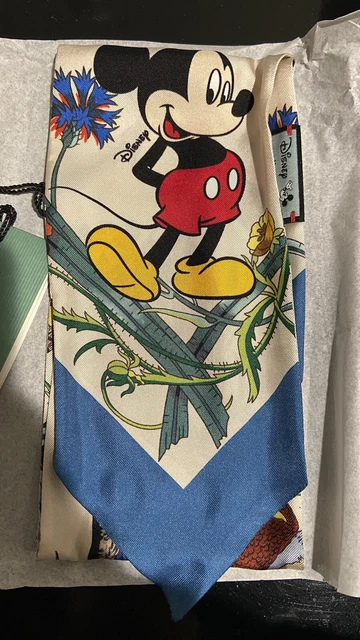 NWT 100% AUTHENTIC GUCCI X Disney Mickey Mouse Floral Print Silk 