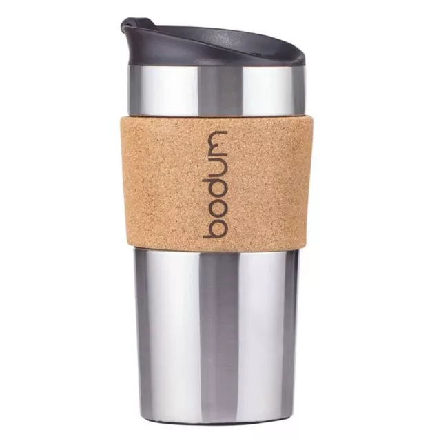 Bodum Travel Mug - Manchon en Liège - 0.35 l - Inox - Thermique - Neuf