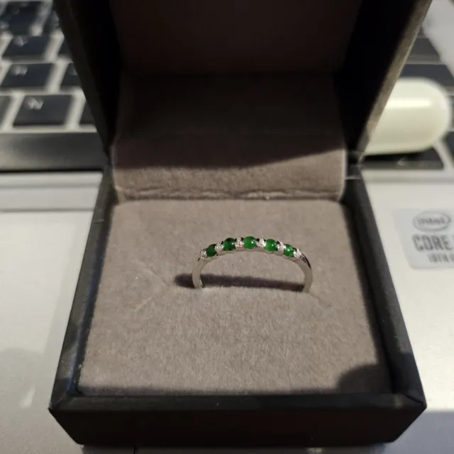Certified Grade "A" ICY Imperial Green Jadeite Jade 18k  Daimond Ring -Best