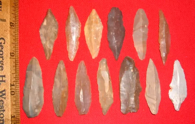 (13) Sahara Mesolithic Morocco Style Points, Blades, Ancient African Arrowheads