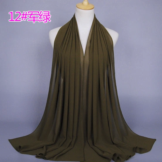 Large PGood Quality Chiffon Scarf Shawl Wrap Hijab Stretchy Big lain Lycra Green